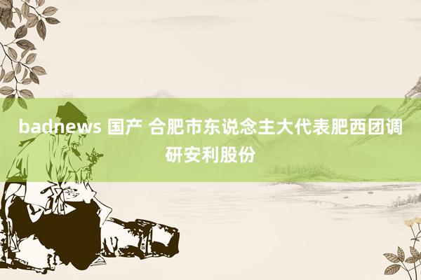badnews 国产 合肥市东说念主大代表肥西团调研安利股份